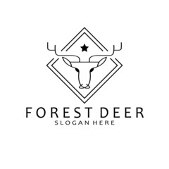 Naklejka na ściany i meble forest deer logo design, icon, illustration, linear, outline