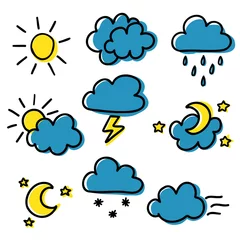 Foto auf Acrylglas Set of color hand drawn weather forecast icons © Nikolai Titov