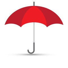 Red opened umbrella vector on white background