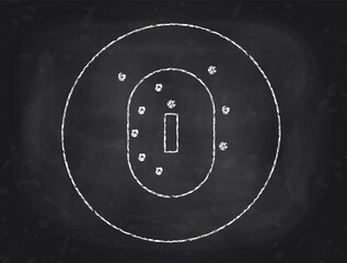 Cricket tactic board. Hand drawn strategy game plan on black chalkboard. Coach learning instructions for team players. Vector illustration