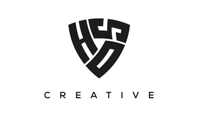 Shield letters HOS creative logo	