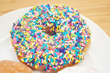 Donut Covered with Colorful Candy Sprinkles
