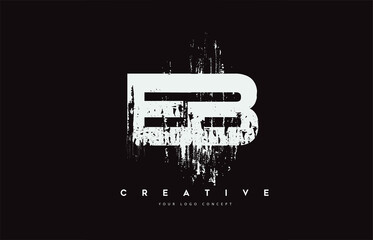 Obraz premium EB E B Grunge Brush Letter Logo Design in White Colors Vector Illustration.