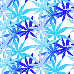 Vector seamless half-drop pattern, with leaves