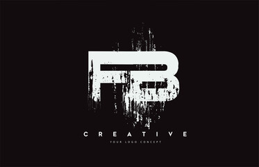 FB F B Grunge Brush Letter Logo Design in White Colors Vector Illustration.