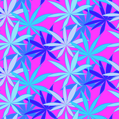 Vector seamless half-drop pattern, with leaves