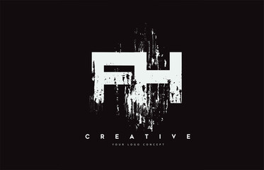 FH F H Grunge Brush Letter Logo Design in White Colors Vector Illustration.