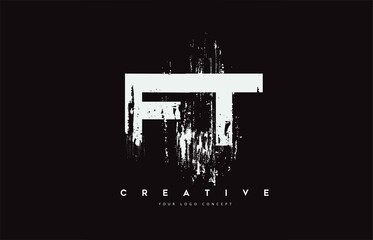FT F T Grunge Brush Letter Logo Design in White Colors Vector Illustration.