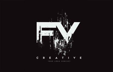 FV F V Grunge Brush Letter Logo Design in White Colors Vector Illustration.