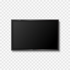 Ralistic TV or monitor on transparent background. Vector