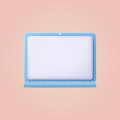 3d cartoon style laptop. Vector