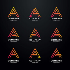 set of A logo design vector collection