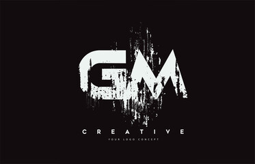 Obraz premium GM G M Grunge Brush Letter Logo Design in White Colors Vector Illustration.