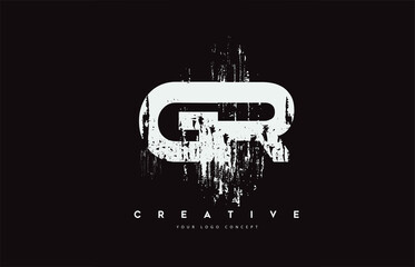 Obraz premium GR G R Grunge Brush Letter Logo Design in White Colors Vector Illustration.