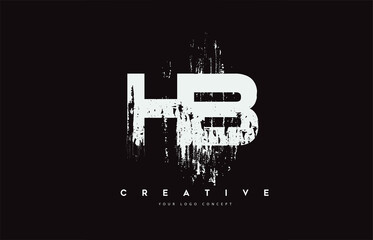 Obraz premium HB H B Grunge Brush Letter Logo Design in White Colors Vector Illustration.