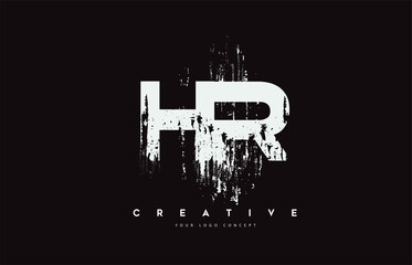 Obraz premium HR H R Grunge Brush Letter Logo Design in White Colors Vector Illustration.
