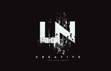 LN L N Grunge Brush Letter Logo Design in White Colors Vector Illustration.