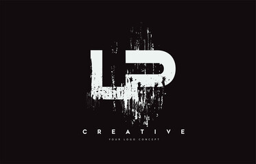 Obraz premium LP L P Grunge Brush Letter Logo Design in White Colors Vector Illustration.