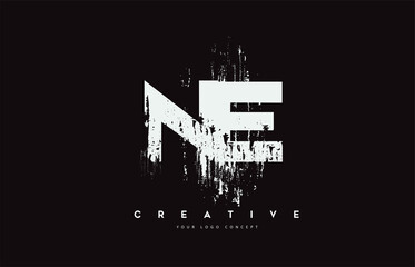 NE N E Grunge Brush Letter Logo Design in White Colors Vector Illustration.