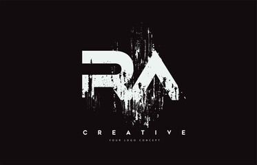 RA R A Grunge Brush Letter Logo Design in White Colors Vector Illustration.