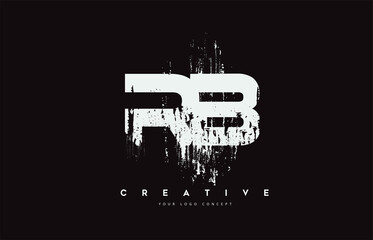 Obraz premium RB R B Grunge Brush Letter Logo Design in White Colors Vector Illustration.