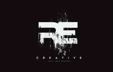 RE R E Grunge Brush Letter Logo Design in White Colors Vector Illustration.