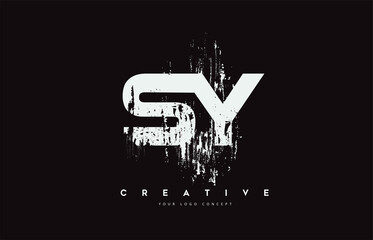Obraz premium SY S Y Grunge Brush Letter Logo Design in White Colors Vector Illustration.