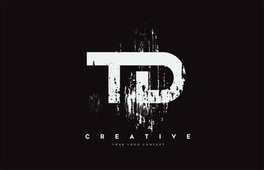 TD T D Grunge Brush Letter Logo Design in White Colors Vector Illustration.