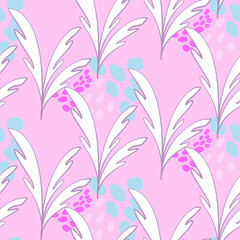 Vector seamless half-drop pattern, with leaves