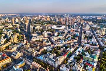 Deurstickers Aerial view of the old city of Kyiv, the capital of Ukraine, before the Russian attack © Leonid Andronov