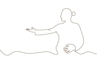 A continuous line art woman design template. person line art design. woman doodle design.