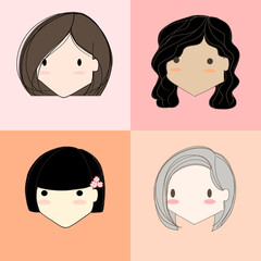 illustration set of faces