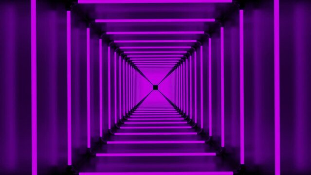 Purple corridor.Design. A bright purple enclosed space in abstraction spinning around and moving forward.