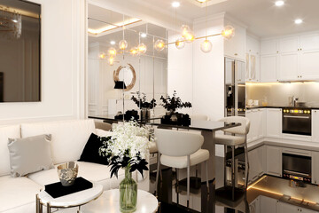 3d render of luxury living room