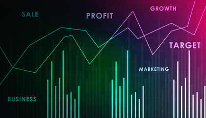 2d rendering Stock market online business concept. business Graph 