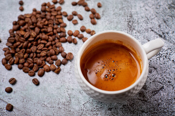 cup with italian coffee, breakfast