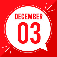 A vector illustration with text: December 3 st day. White balloon on a red backgound.