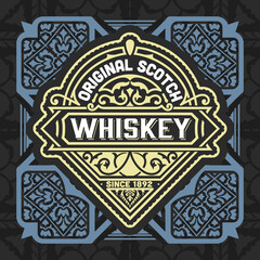 Whiskey label with old frames