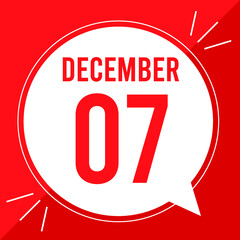 A vector illustration with text: December 7 st day. White balloon on a red backgound.