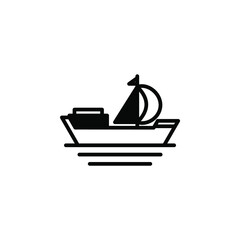 Ship, Boat, Sailboat Solid Line Icon Vector Illustration Logo Template. Suitable For Many Purposes.