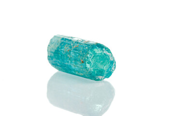 macro mineral stone aquamarine on a white background