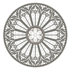 Medieval Gothic stained glass round window texture