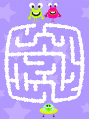 Maze, vector, illustration, labyrinth, puzzle, arrow, game, puzzle page for alien themed kids