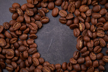 coffee beans on the wooden background