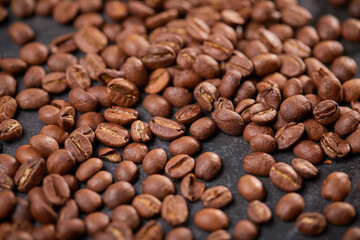 coffee beans on the wooden background