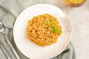 Bulgur with vegetables. Turkish dish