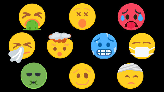 Animated Face Unwell Emoticons Video Overlay