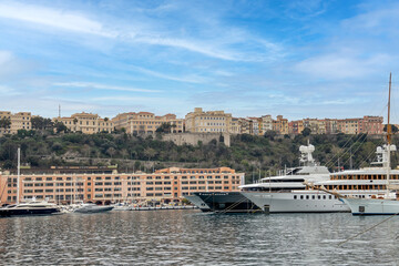 Obraz premium view of boats on the port of Monaco