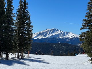 Amazing view from the top to winter landscape. Ski Resort in Colorado.