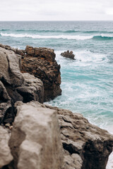 view over Atlantic ocean coast, Cabo da Roca, Portugal
Waves crashing against shoreline on Beach